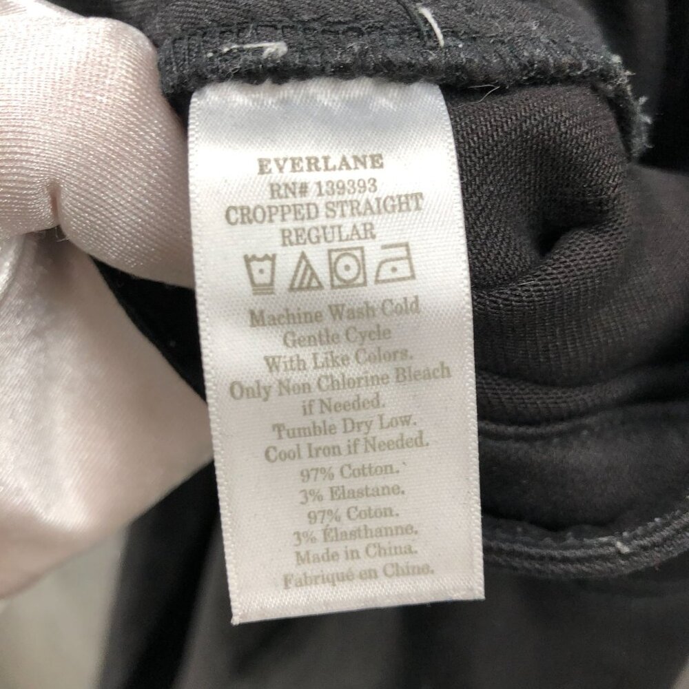 Everlane Cropped Straight Regular‎ Pants Womens 8 Black Stretch High Rise - Picture 10 of 10